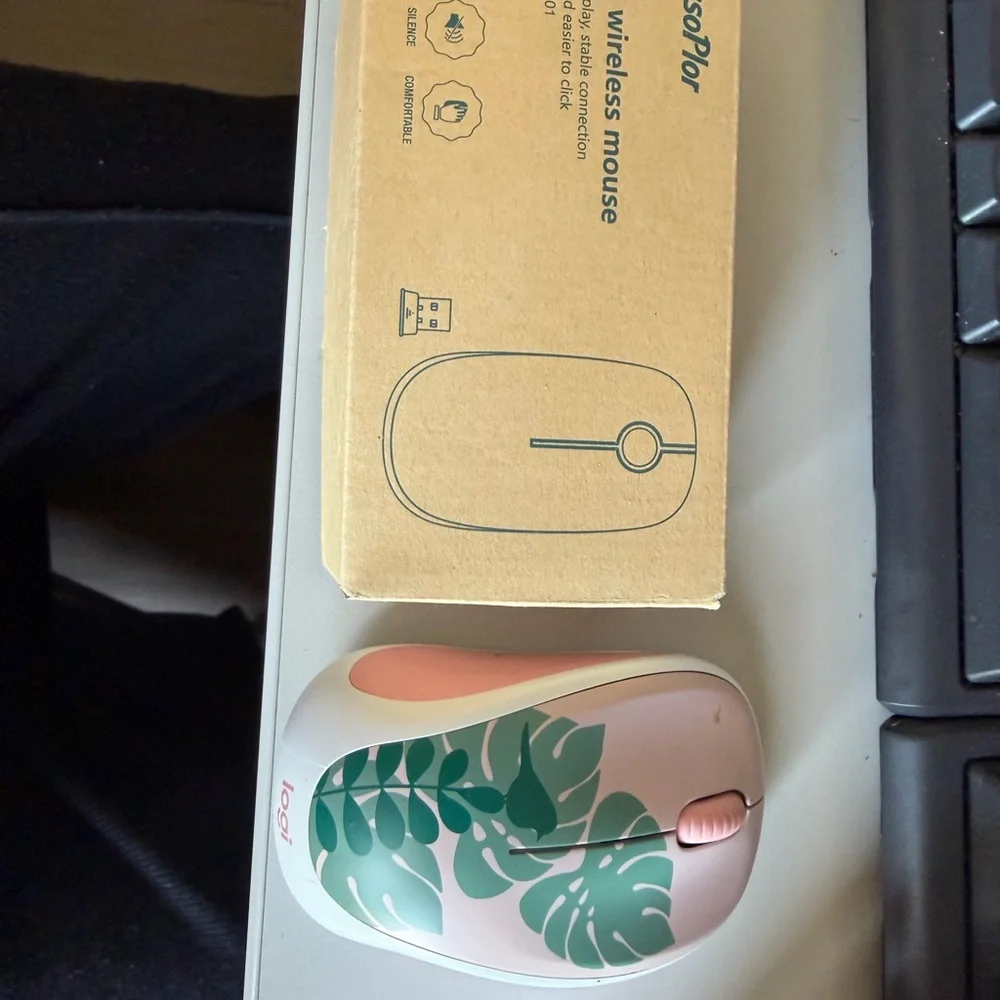 Logitech Pink and Green Wireless Mouse